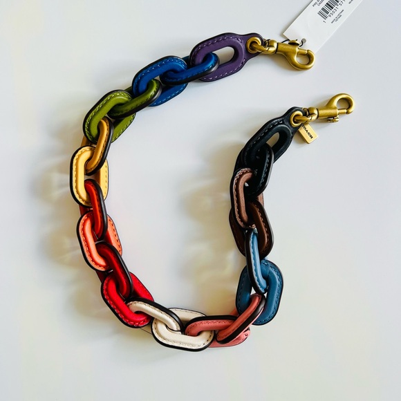 Coach Rainbow Leather Covered Short Chain Strap - Picture 2 of 3